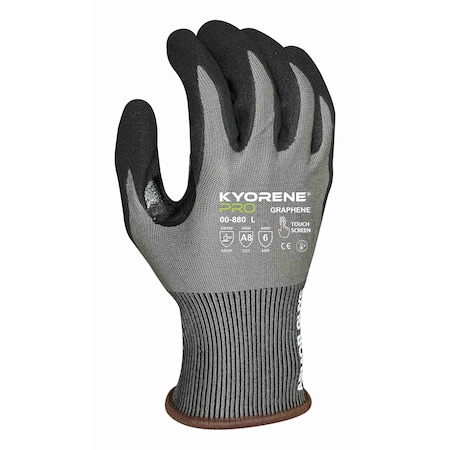 Kyorene Pro Coated Gloves, HCT MicroFoam Nitrile Palm, Gray/Black, XS 12 PK 00-880 (XS)